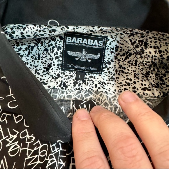 Barabas Black and White Casual Button Down Shirt size large - Picture 5 of 5